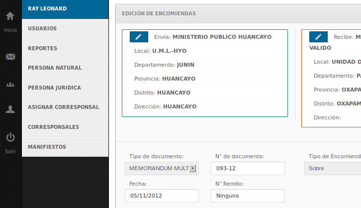 Edición de Encomiendas