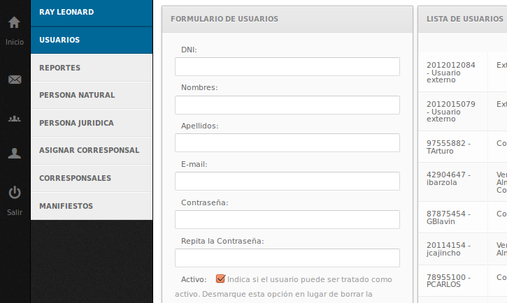 Formulario de Usuarios